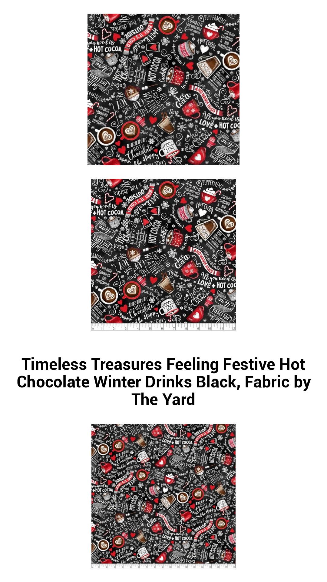 Whimsical Winter Wonderland Hot Chocolate Cotton Fabric – Perfect for Quilting and Crafts by the Yard