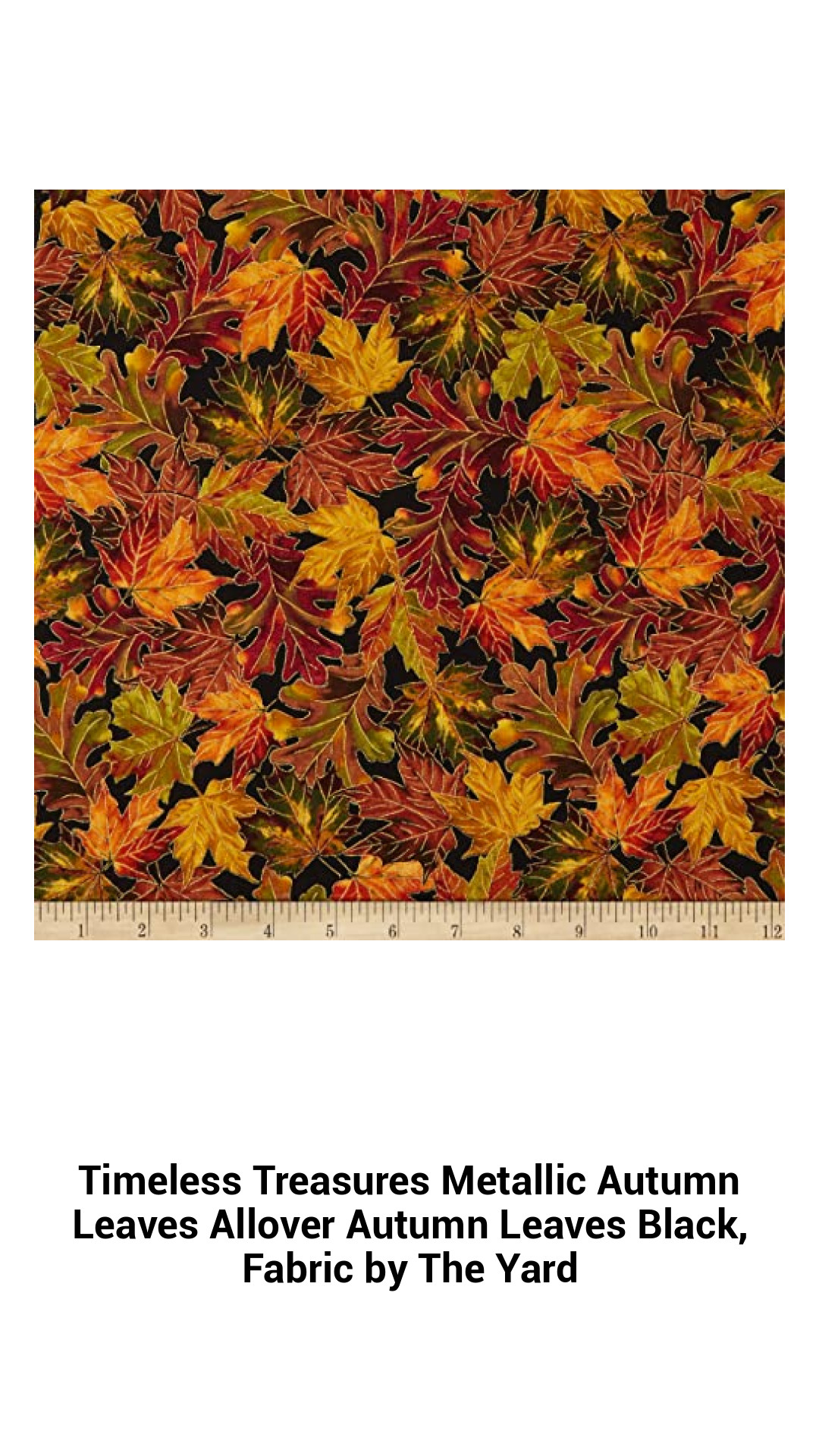Lustrous Autumn Leaves Metallic Fabric by Timeless Treasures – Perfect for Quilting, Crafts, and Home Décor