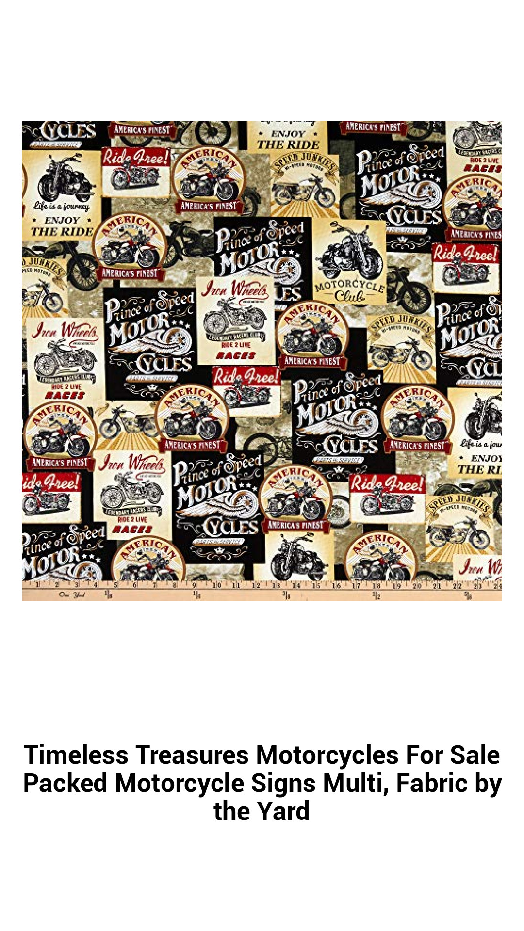 Versatile Motorcycle Fabric by the Yard - Perfect for Quilting, Crafts, and Home Decor