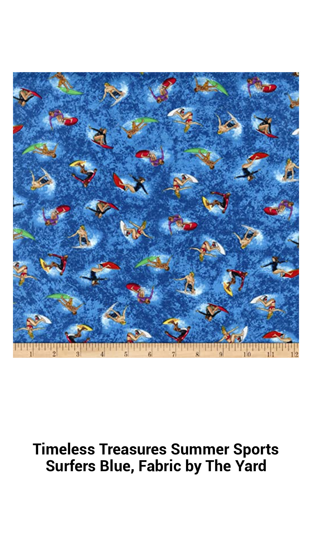 Surf’s Up! Premium Summer Sports Cotton Fabric in Vibrant Blue – Perfect for Quilting & Creative Projects by the Yard