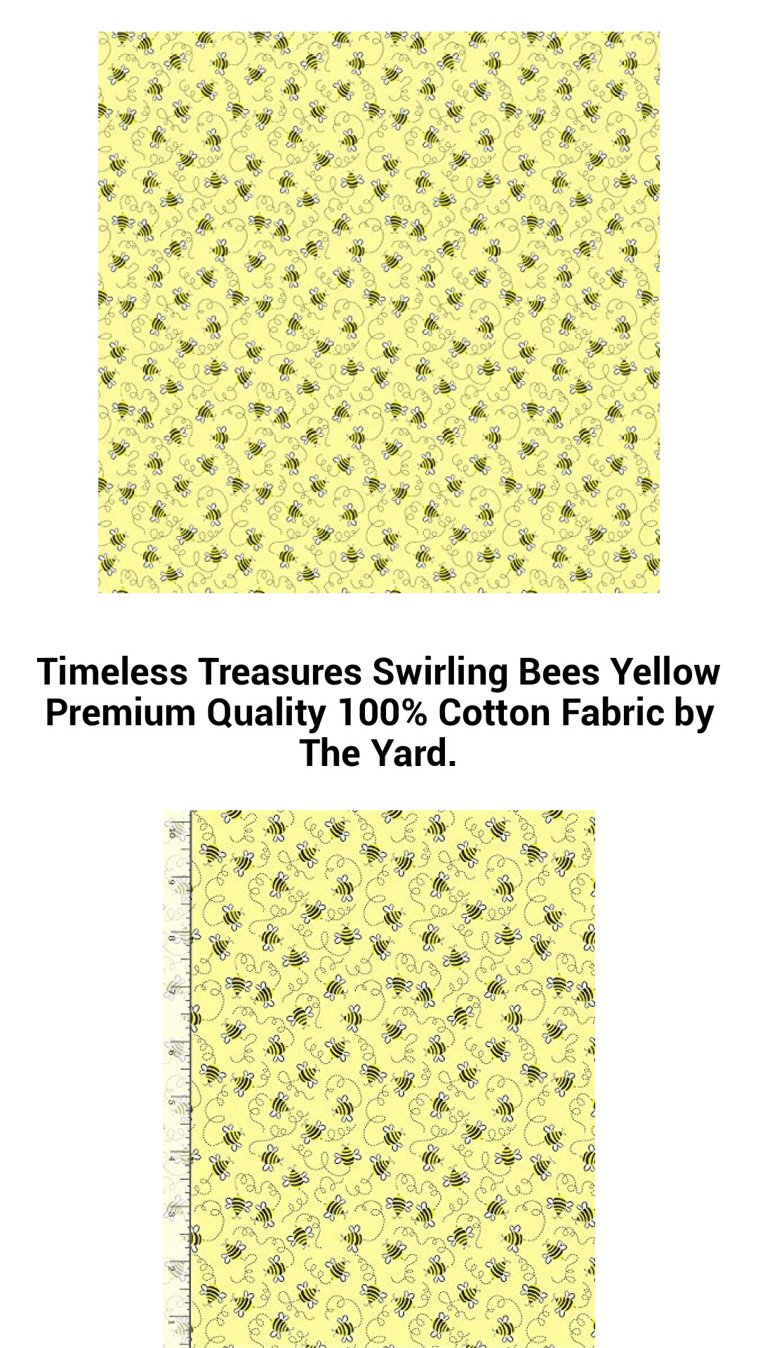 Premium Quality Swirling Bees Yellow Cotton Fabric – 100% Natural, Versatile and Perfect for All Your Crafting Needs