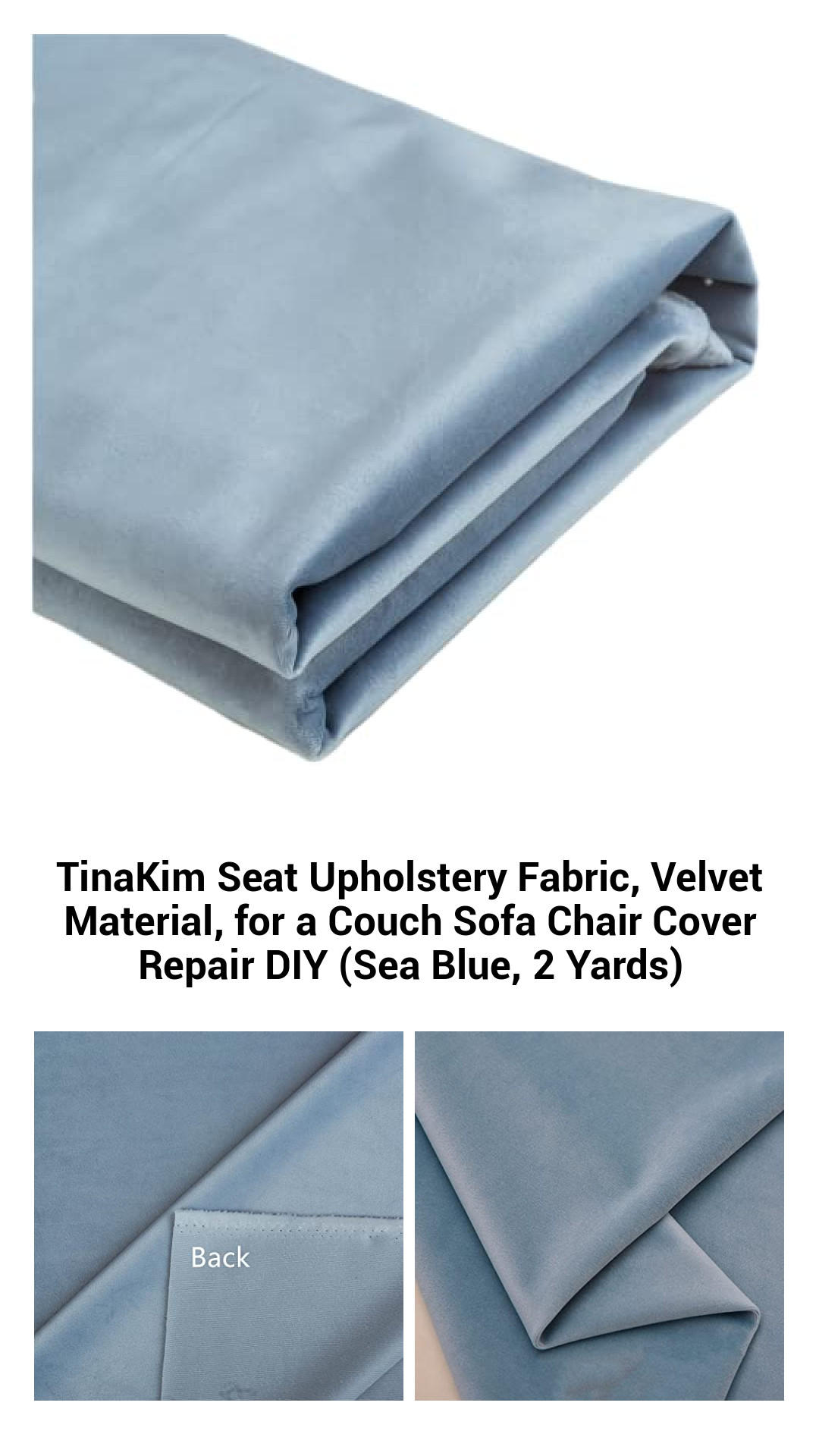 Luxurious Sea Blue Velvet Upholstery Fabric - Perfect for DIY Couch and Chair Makeovers (2 Yards, 57 inches Wide)