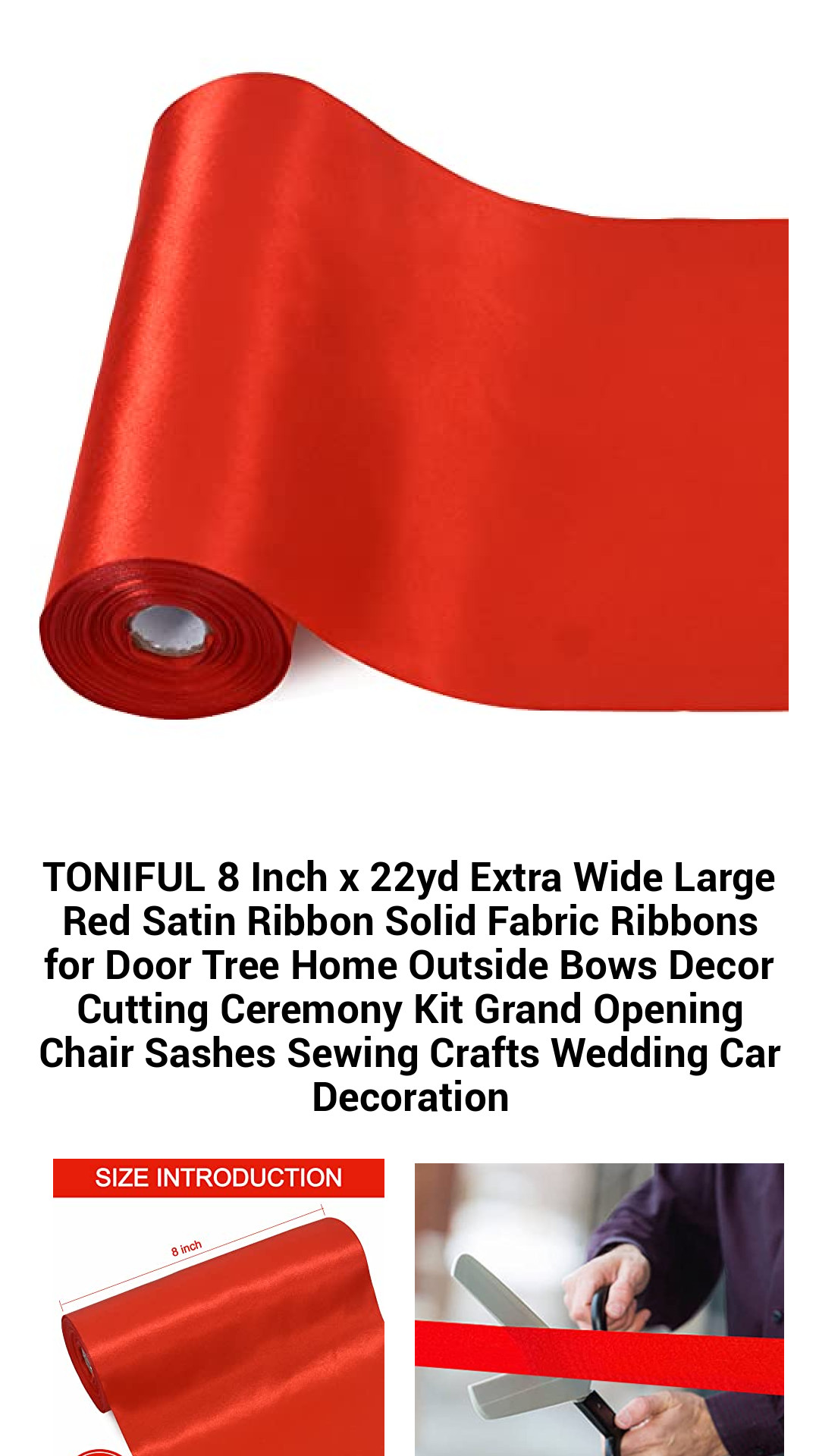 Premium Extra Wide Red Satin Ribbon - 8 Inch x 25 Yards for Elegant Decor, Crafting, and Special Events