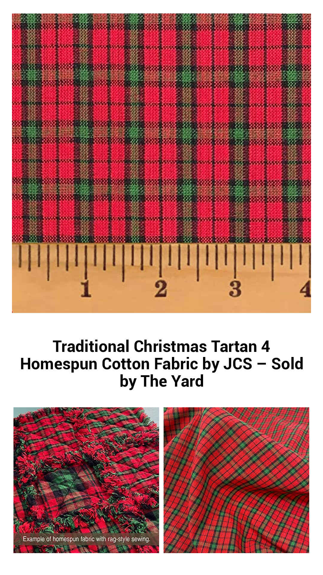 Traditional Christmas Tartan 4 Homespun Cotton Fabric by JCS – Sold by The Yard Traditional Christmas Tartan 4 Homespun Cotton Fabric by JCS – Sold by The Yard
