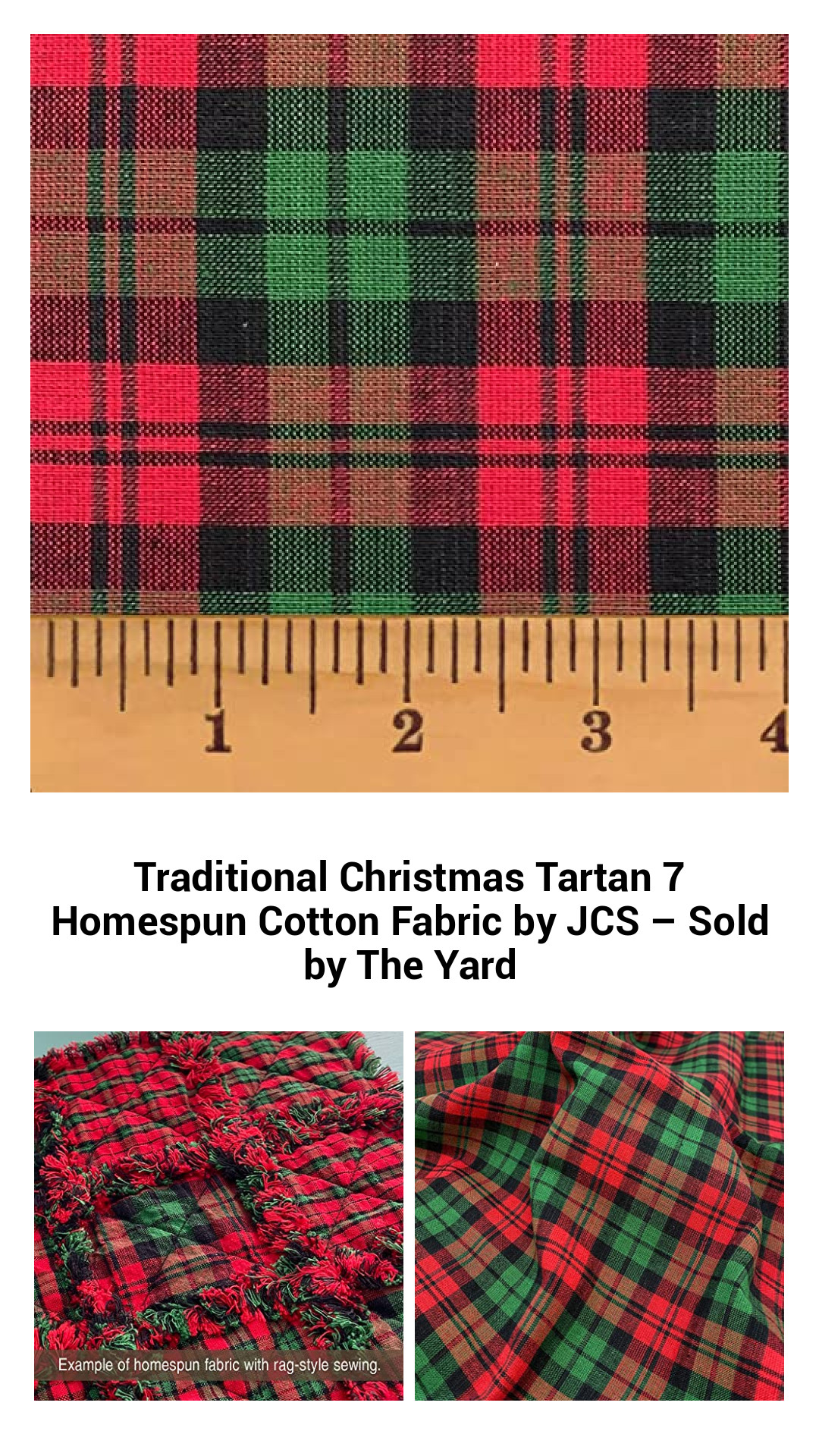 Traditional Christmas Tartan 7 Homespun Cotton Fabric by JCS – Sold by The Yard Traditional Christmas Tartan 7 Homespun Cotton Fabric by JCS – Sold by The Yard