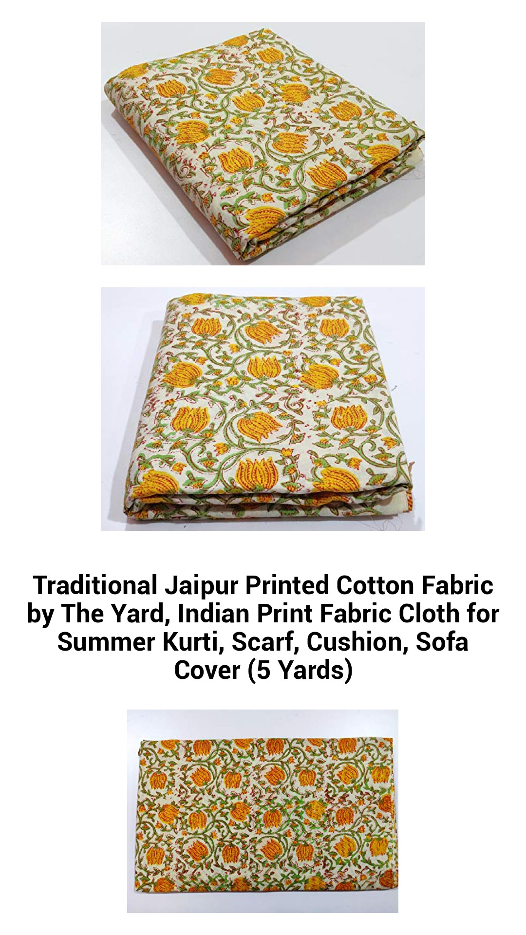 Vibrant Jaipur Hand-Printed Cotton Fabric by the Yard - Ideal for Summer Apparel, Home Décor & Craft Projects