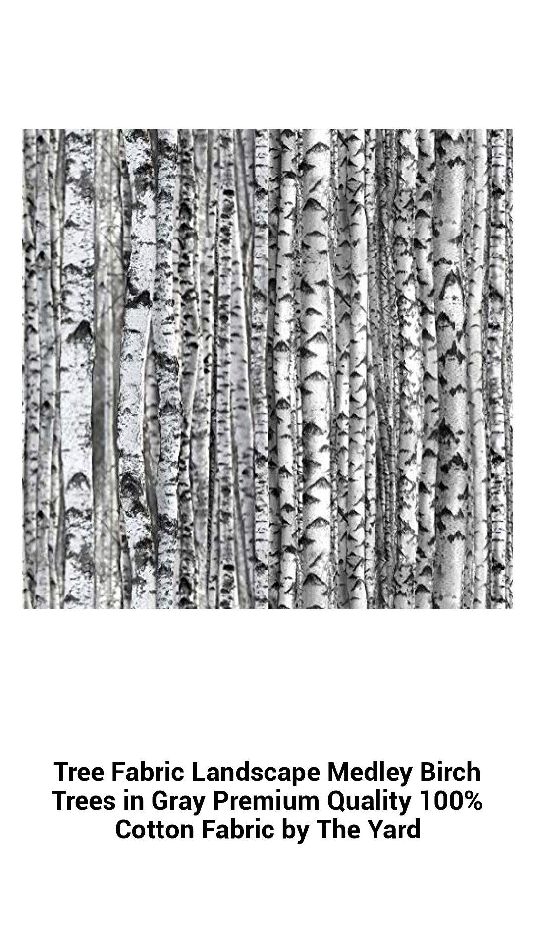 Exquisite Birch Tree Cotton Fabric – Premium 100% Natural Gray Landscape Fabric by the Yard for Crafting and Home Décor