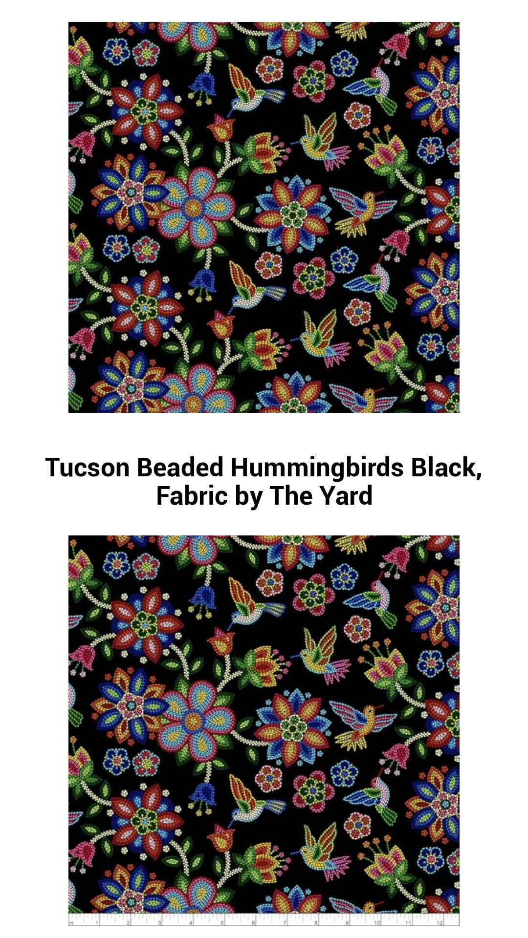 Tucson Beaded Hummingbirds Fabric - Versatile 100% Cotton Textile by the Yard for Quilting, Crafts, and Home Decor