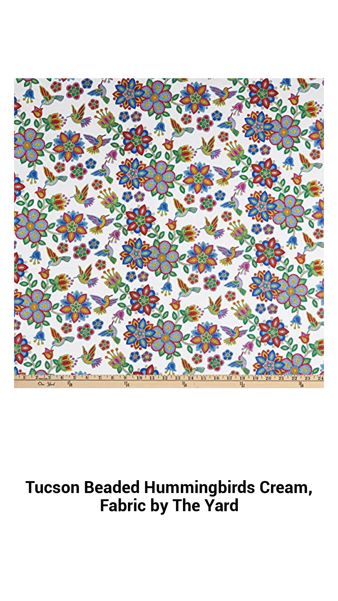 Tucson Beaded Hummingbirds Cotton Fabric - Elegant and Versatile Material for Quilting and Home Décor Projects
