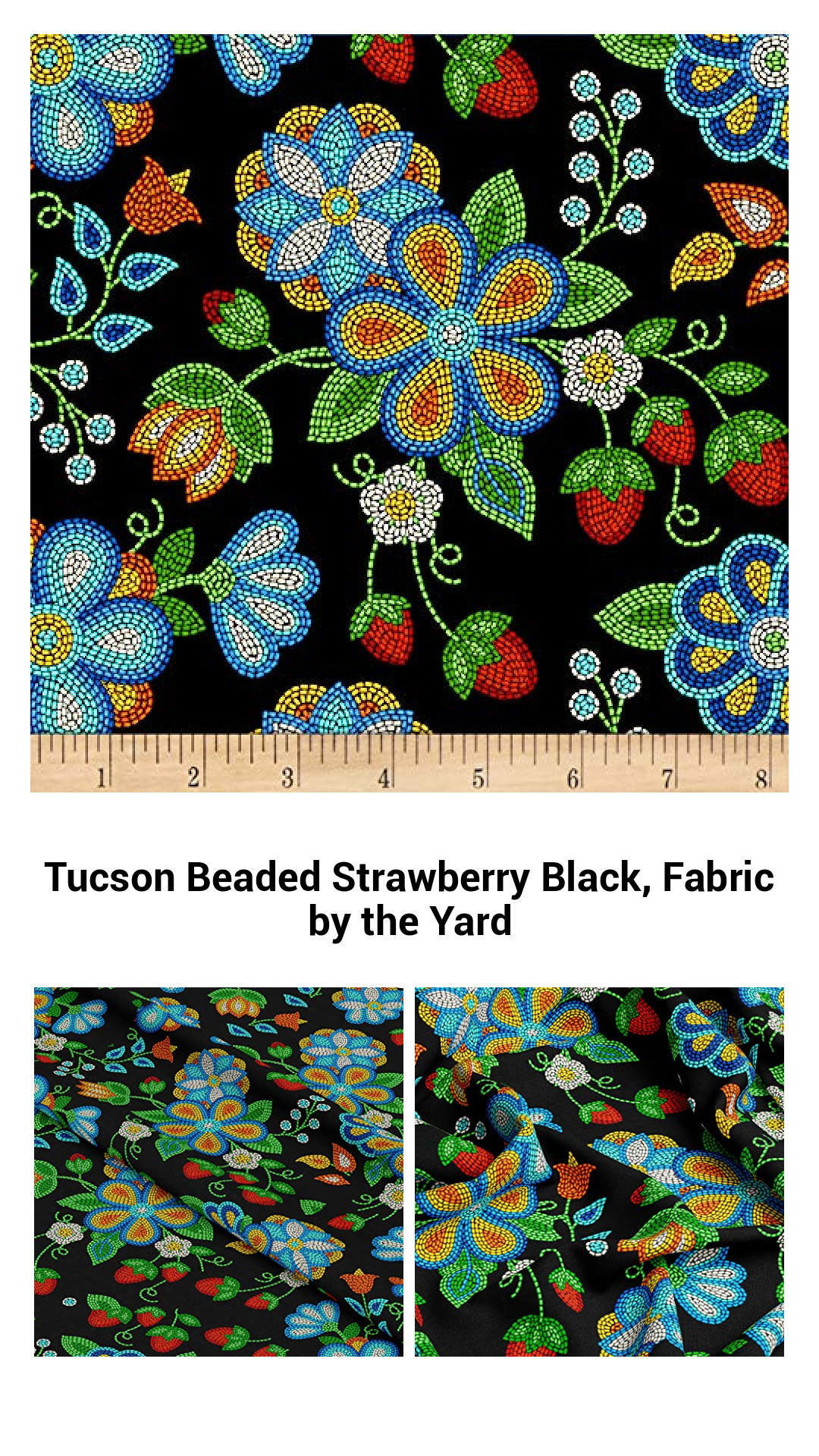 Vibrant Tucson Beaded Strawberry Fabric by the Yard – Perfect for Quilting, Apparel, and Home Decor