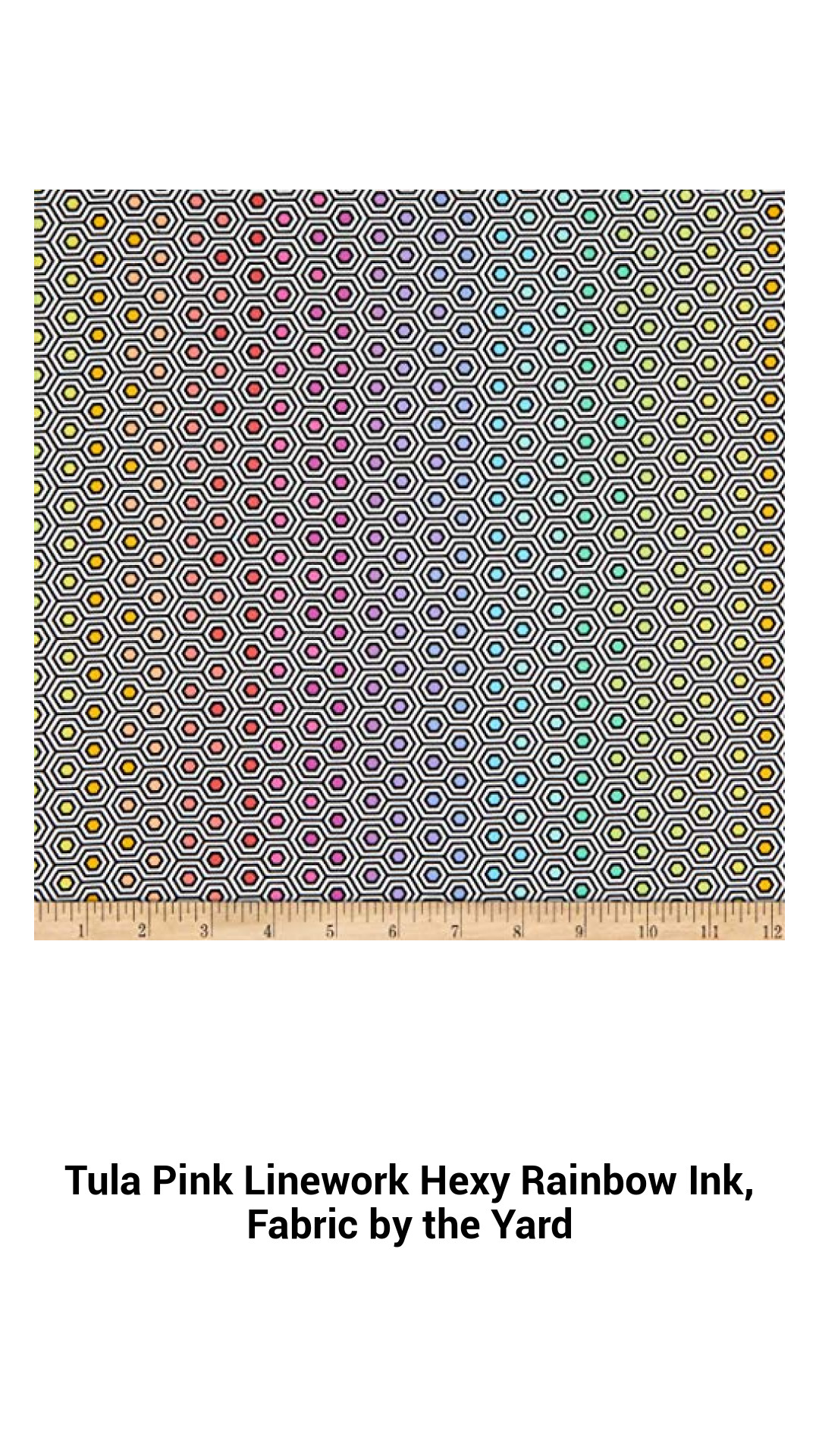 Tula Pink Hexy Rainbow Ink Fabric by the Yard - Vibrant, Lightweight Quilting & Crafting Material for Creative Projects