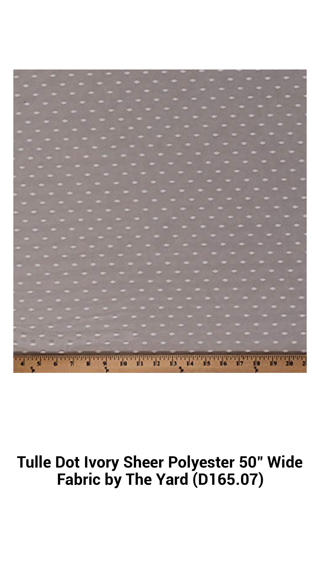 Luxurious Ivory Tulle Dot Sheer Fabric – 50" Wide Polyester for Elegant Creations by the Yard