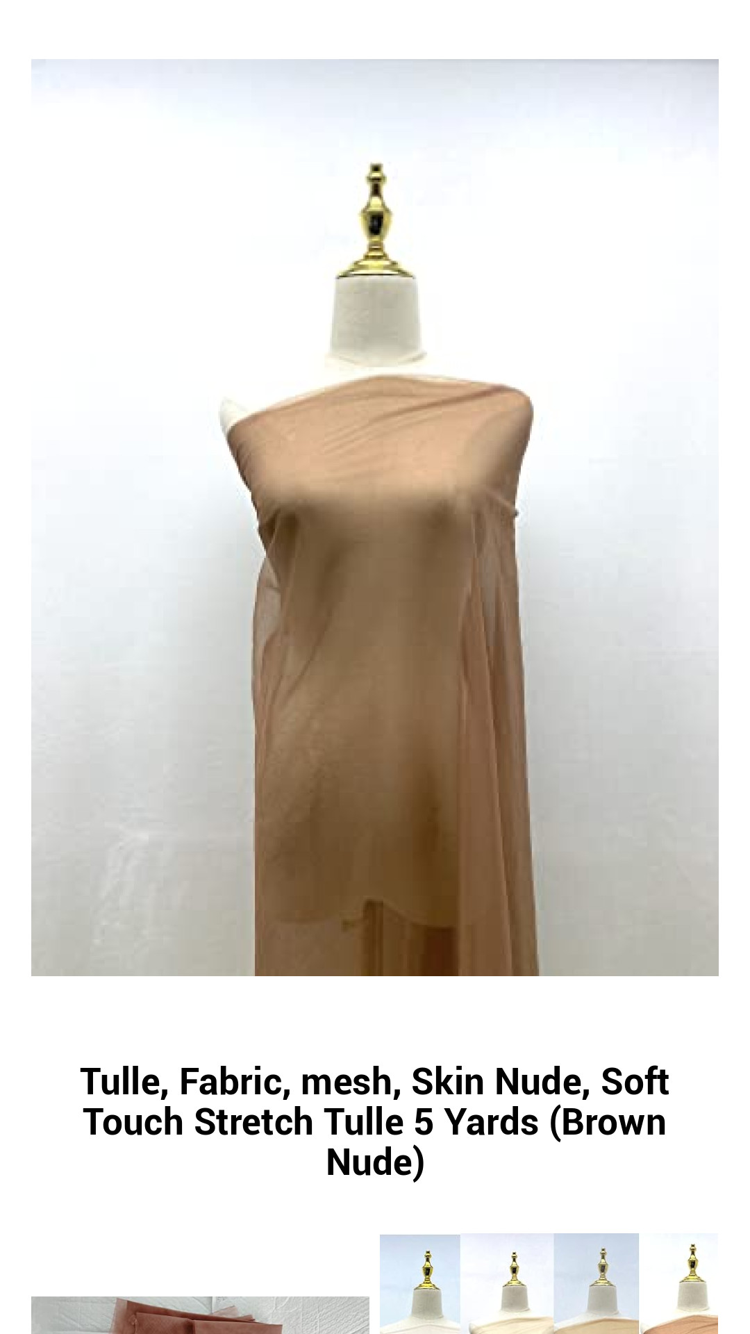 Luxurious Stretch Tulle Fabric in Brown Nude - 5 Yards of Soft, Sheer Perfection for Fashion & Decor