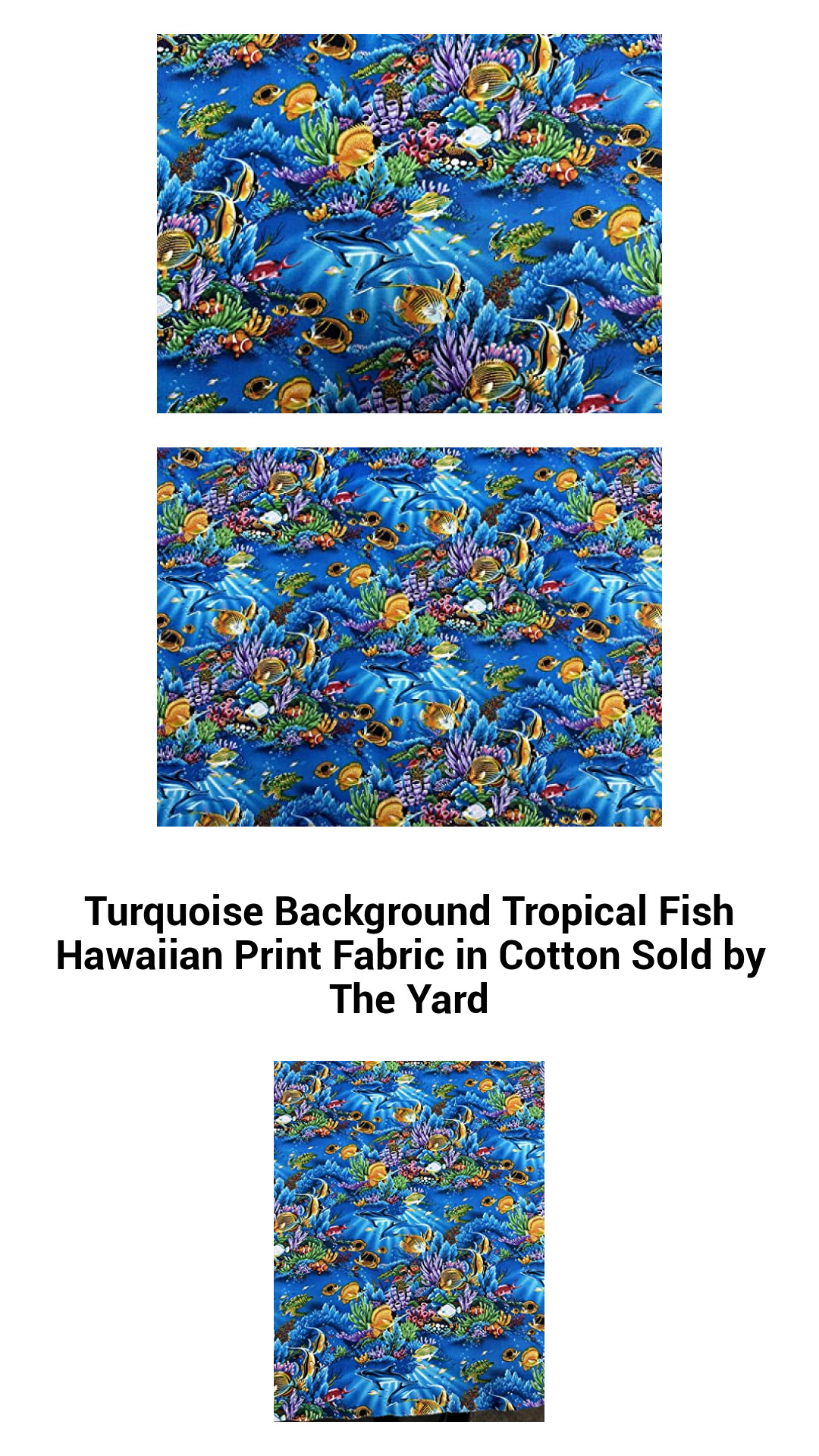 Vibrant Tropical Fish Cotton Fabric with Turquoise Background - Perfect for Crafting and Home Décor, Sold by the Yard