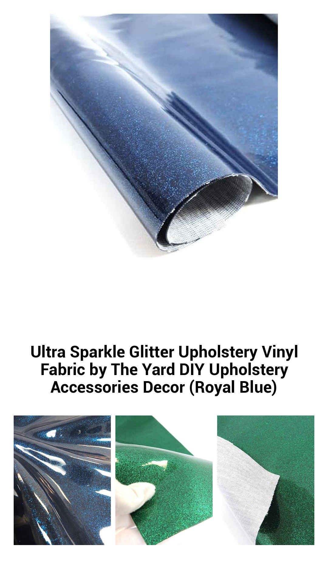 Premium Royal Blue Sparkle Glitter Upholstery Vinyl Fabric by the Yard – Perfect for DIY Home Décor and Upholstery Projects