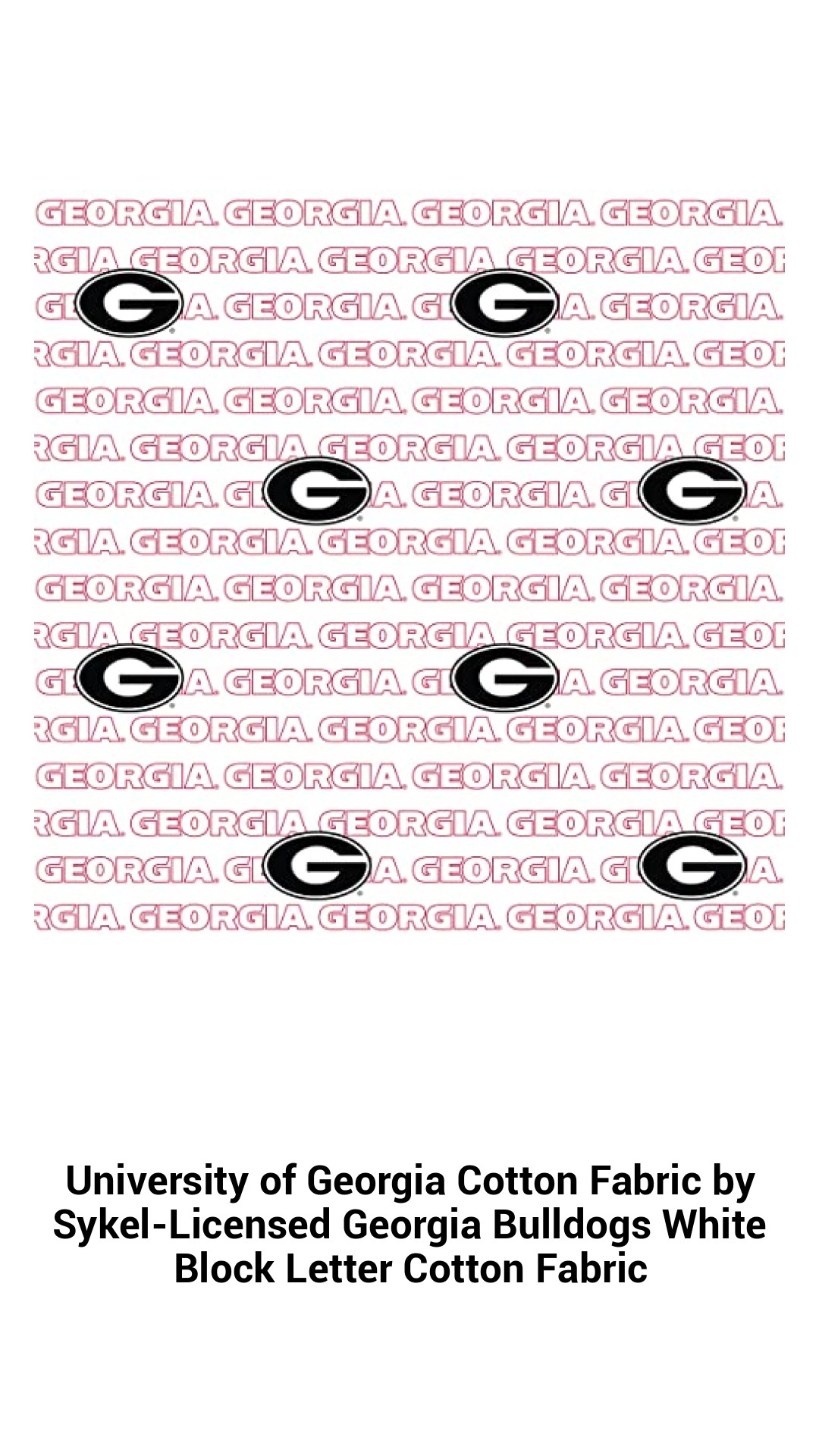 Premium University of Georgia Cotton Fabric - Sykel-Licensed Georgia Bulldogs Design with Bold White Block Letters for Crafting Enthusiasts