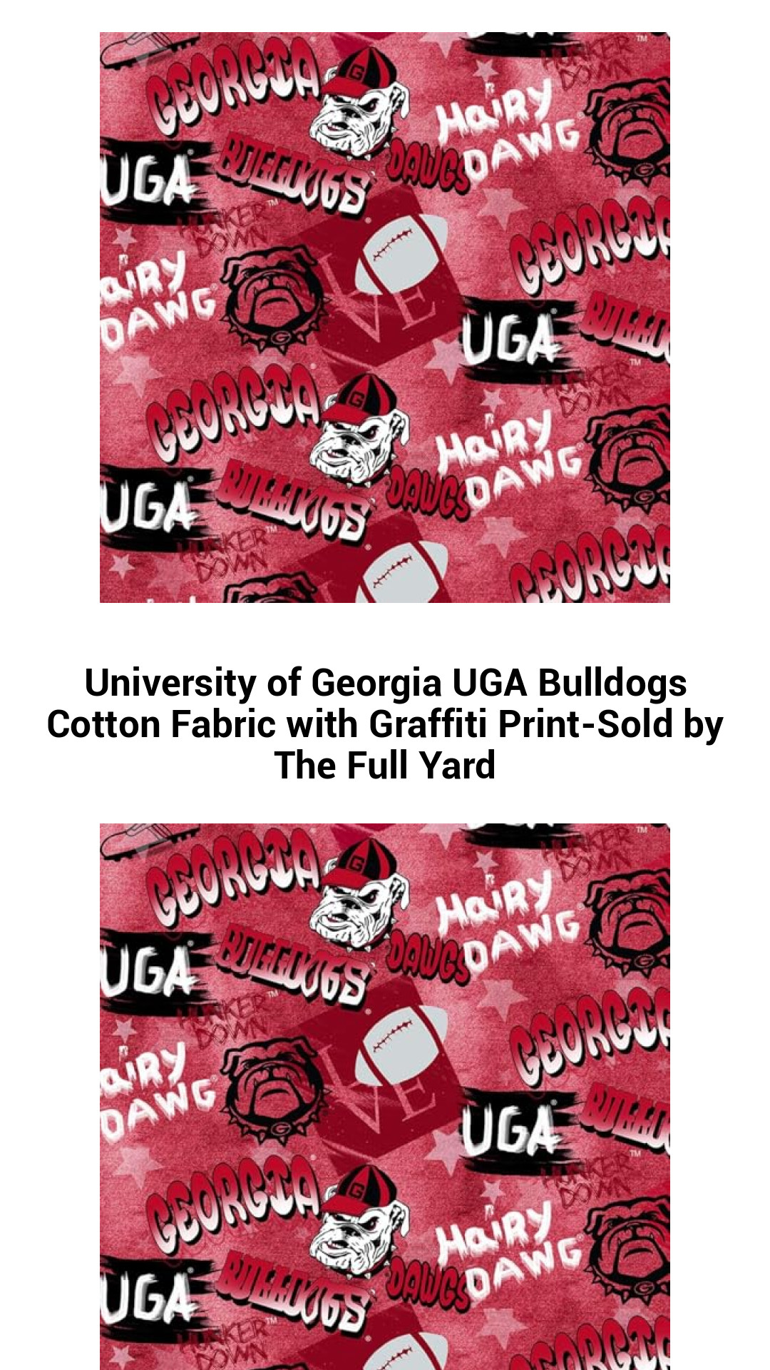 University of Georgia Bulldogs Cotton Fabric with Trendy Graffiti Print – High-Quality Fabric Sold by the Full Yard