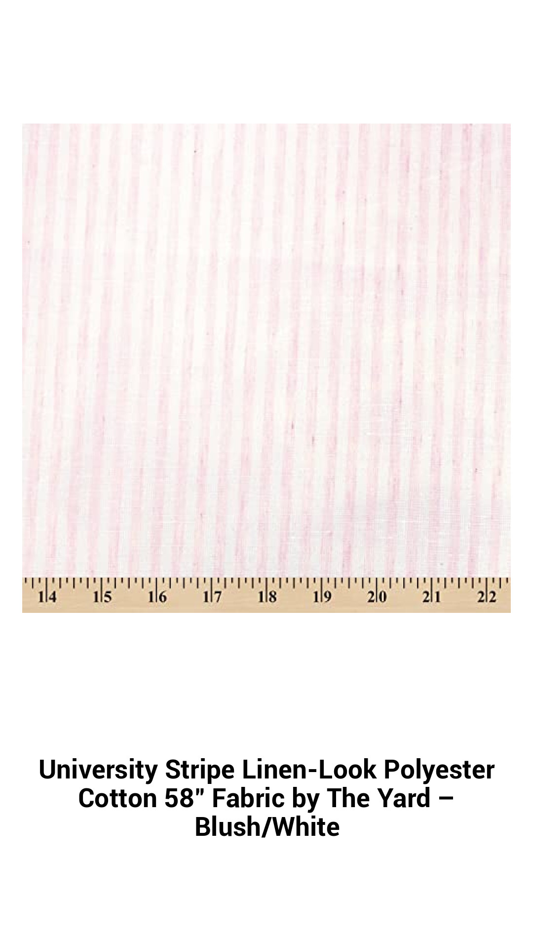 University Stripe Linen-Look Polyester Cotton 58" Fabric by The Yard – Blush/White University Stripe Linen-Look Polyester Cotton 58" Fabric by The Yard – Blush/White