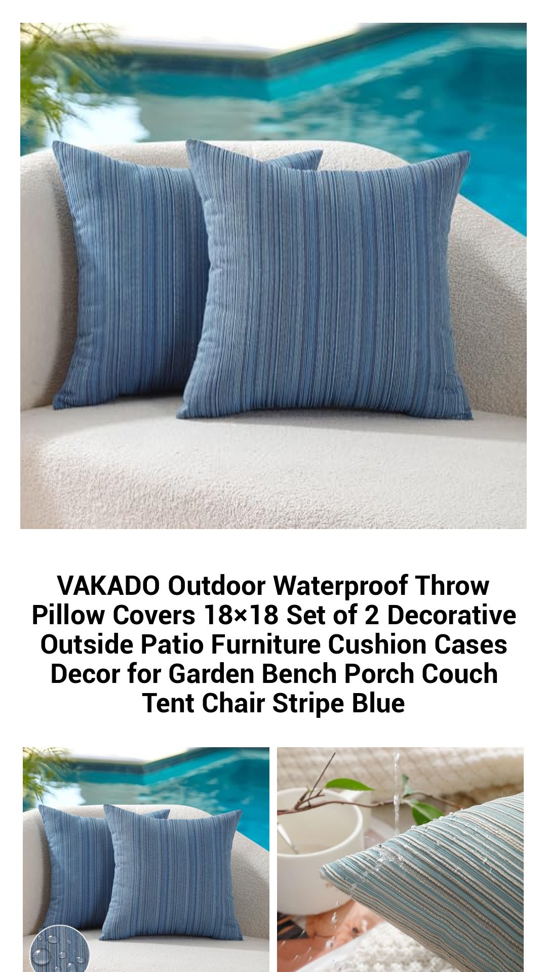 Premium Outdoor Waterproof Pillow Covers 18x18 - Set of 2 Stylish Cushion Cases for Patio, Garden, and Living Room Decor