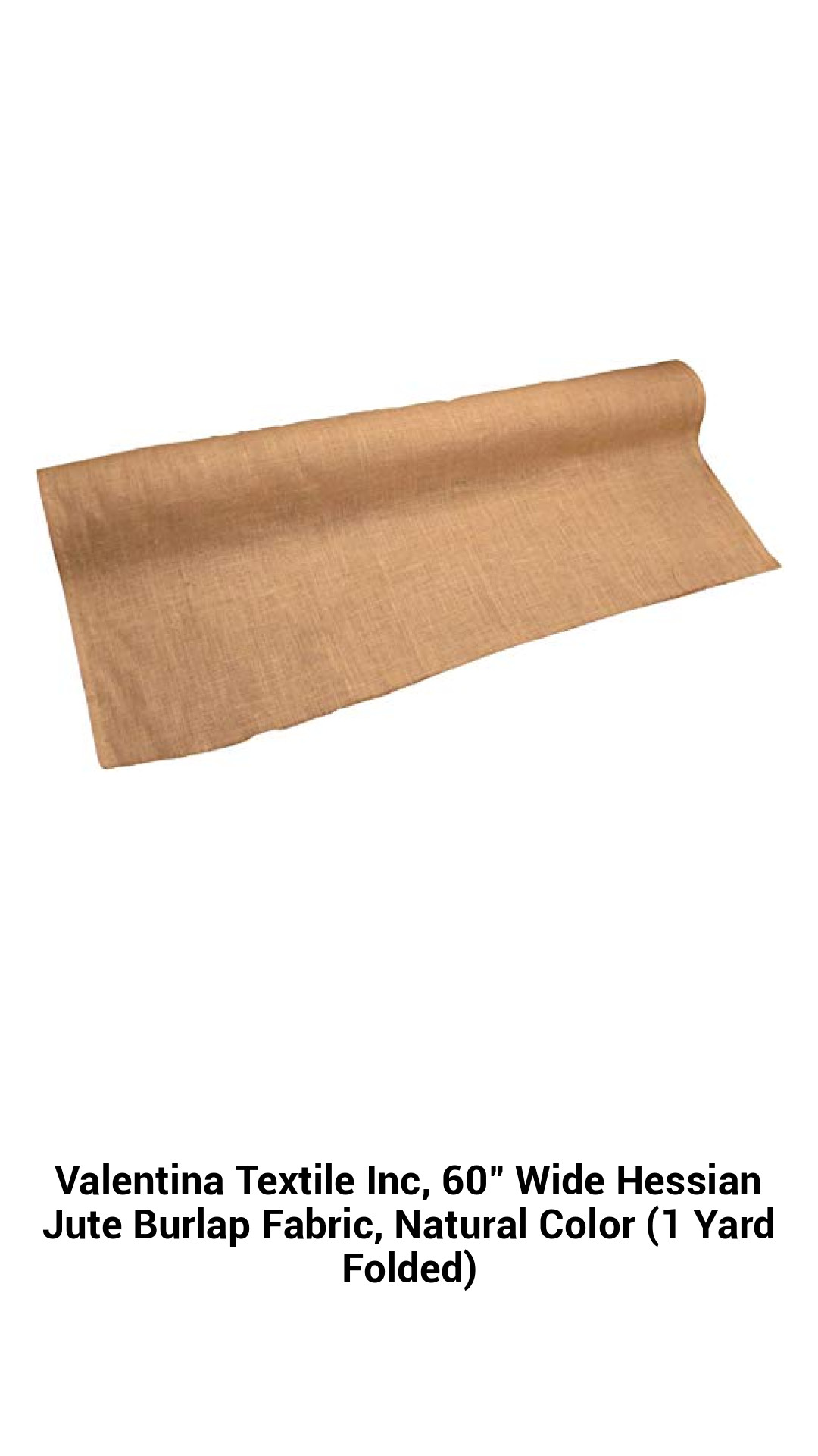Premium Natural Jute Burlap Fabric - 60" Wide, Eco-Friendly Hessian for Crafting & Décor (1 Yard Folded)