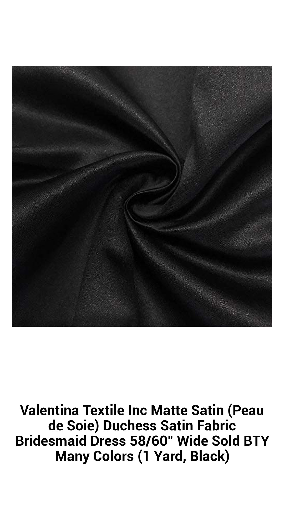 Exquisite Matte Satin Duchess Fabric for Elegant Bridesmaid Dresses - 58/60" Wide, Available in a Rainbow of Colors, Sold by the Yard (Black)