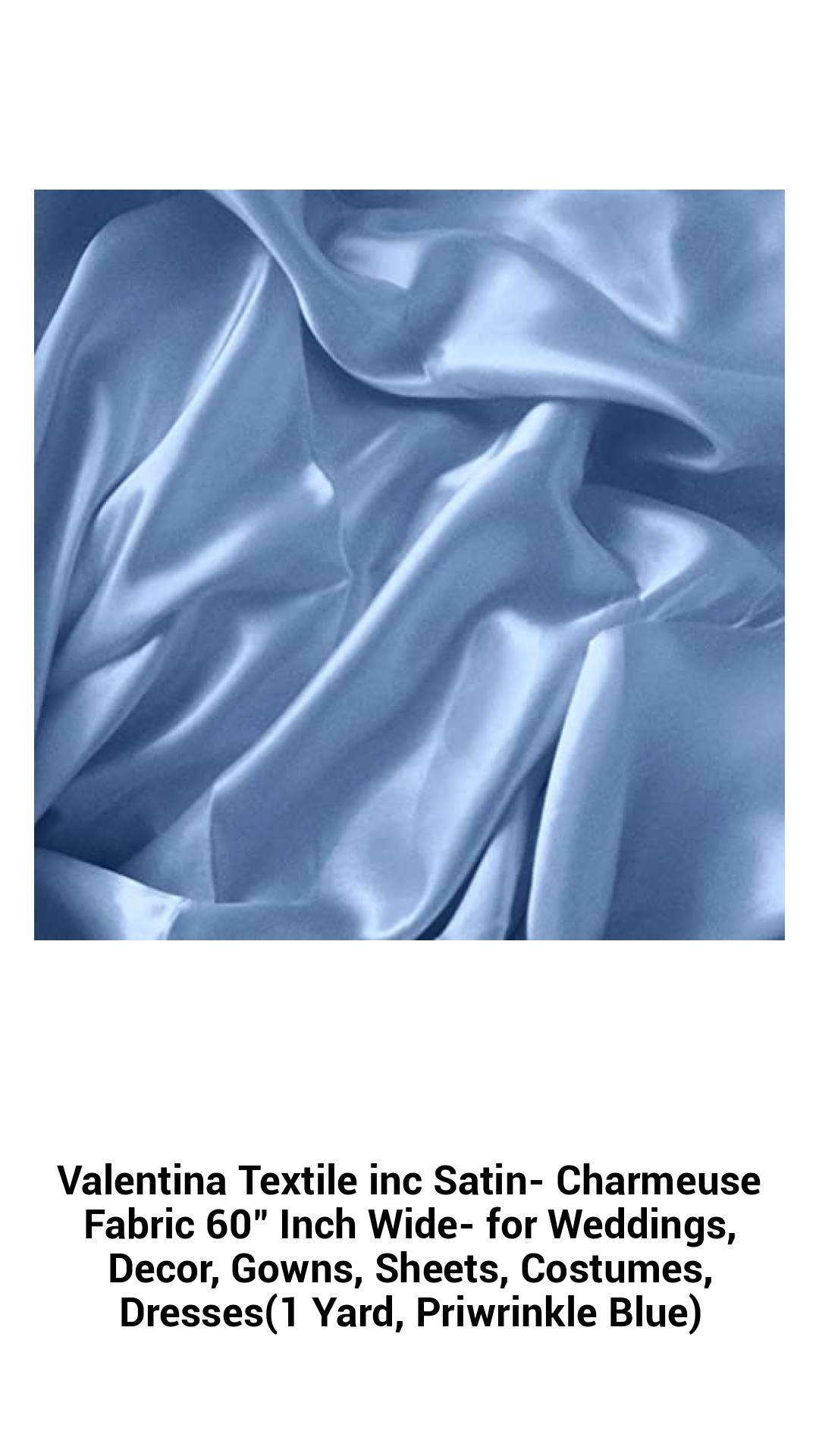 Luxurious Satin Charmeuse Fabric - 60" Wide, Perfect for Weddings, Gowns, Home Decor & Costumes - 1 Yard in Stunning Priwrinkle Blue