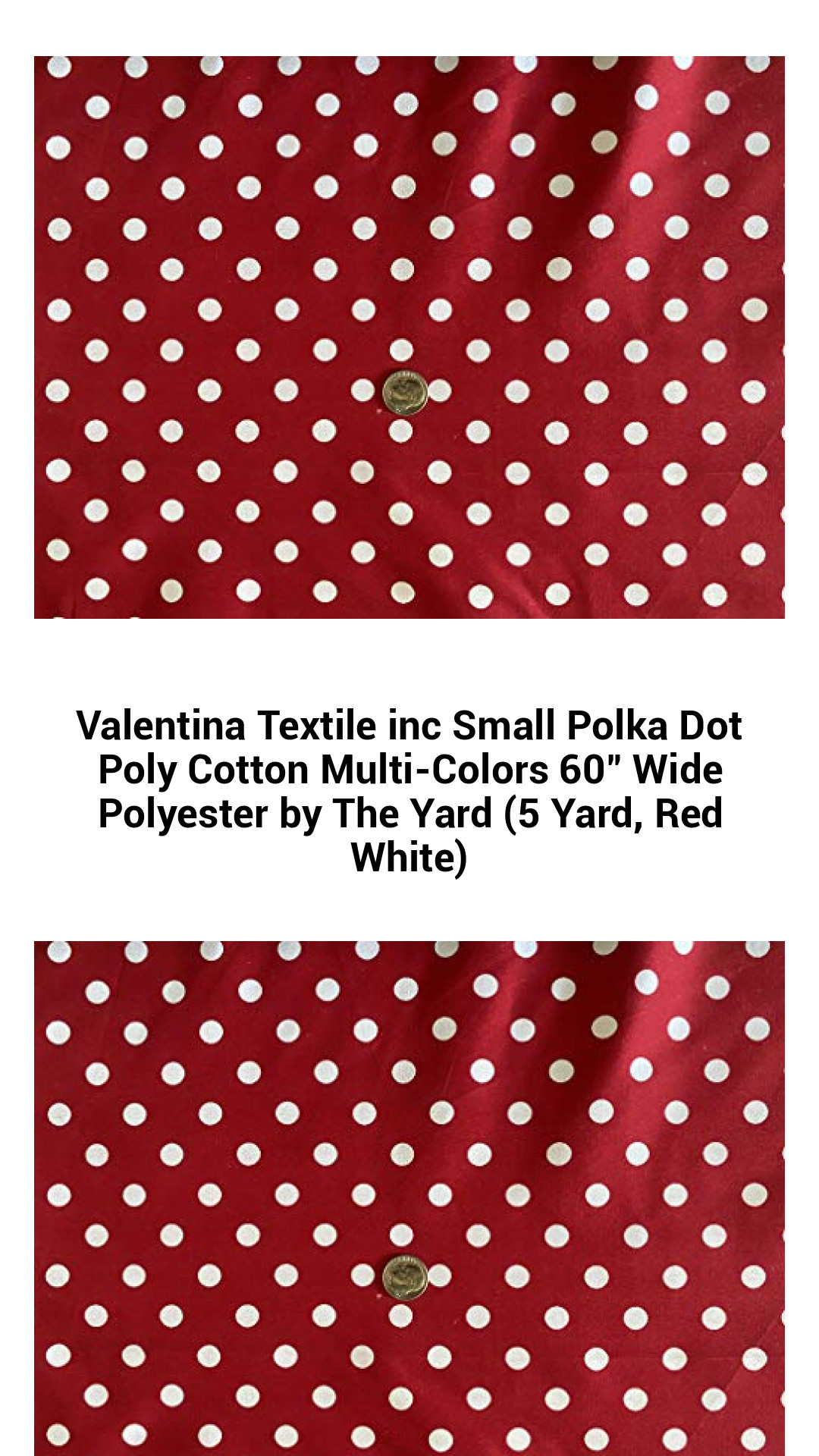 Vibrant Polka Dot Poly Cotton Fabric - 60" Wide, Multi-Color Polyester by The Yard (5 Yard, Red & White)
