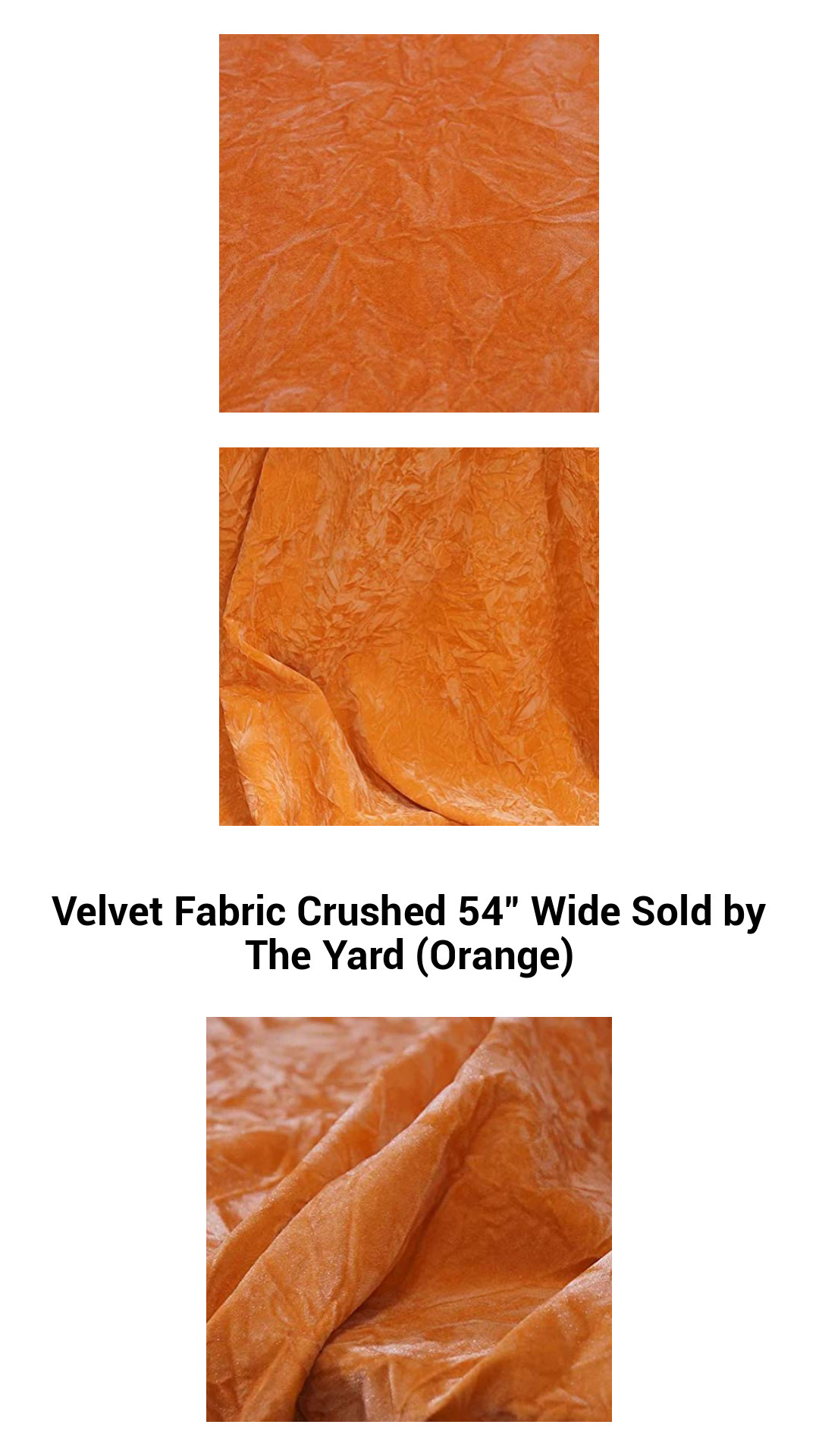 Luxurious Crushed Velvet Fabric in Vibrant Orange - 54" Wide, Sold by the Yard for Couture and Home Decor