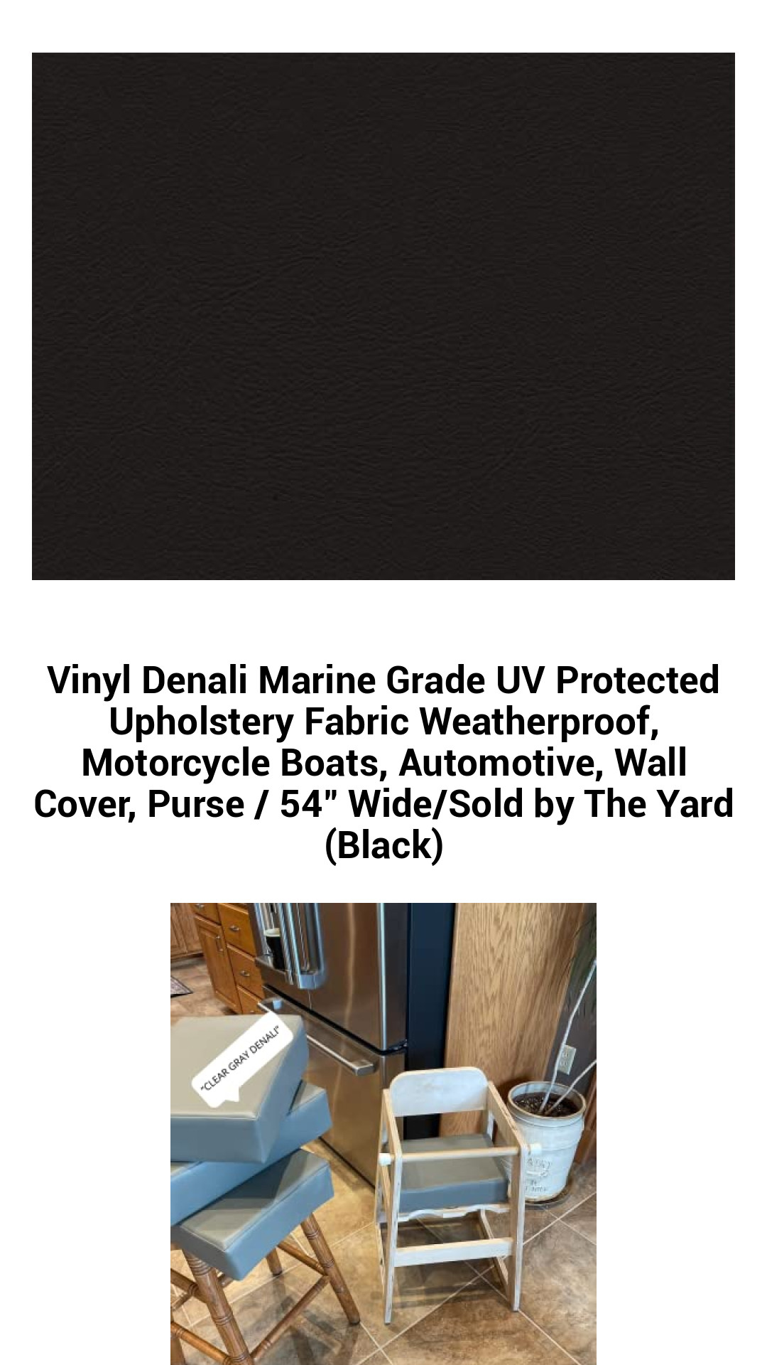 Premium Marine-Grade Vinyl Upholstery Fabric - UV-Resistant, Weatherproof & Versatile for Boats, Automotive, and More - 54" Wide (Black)