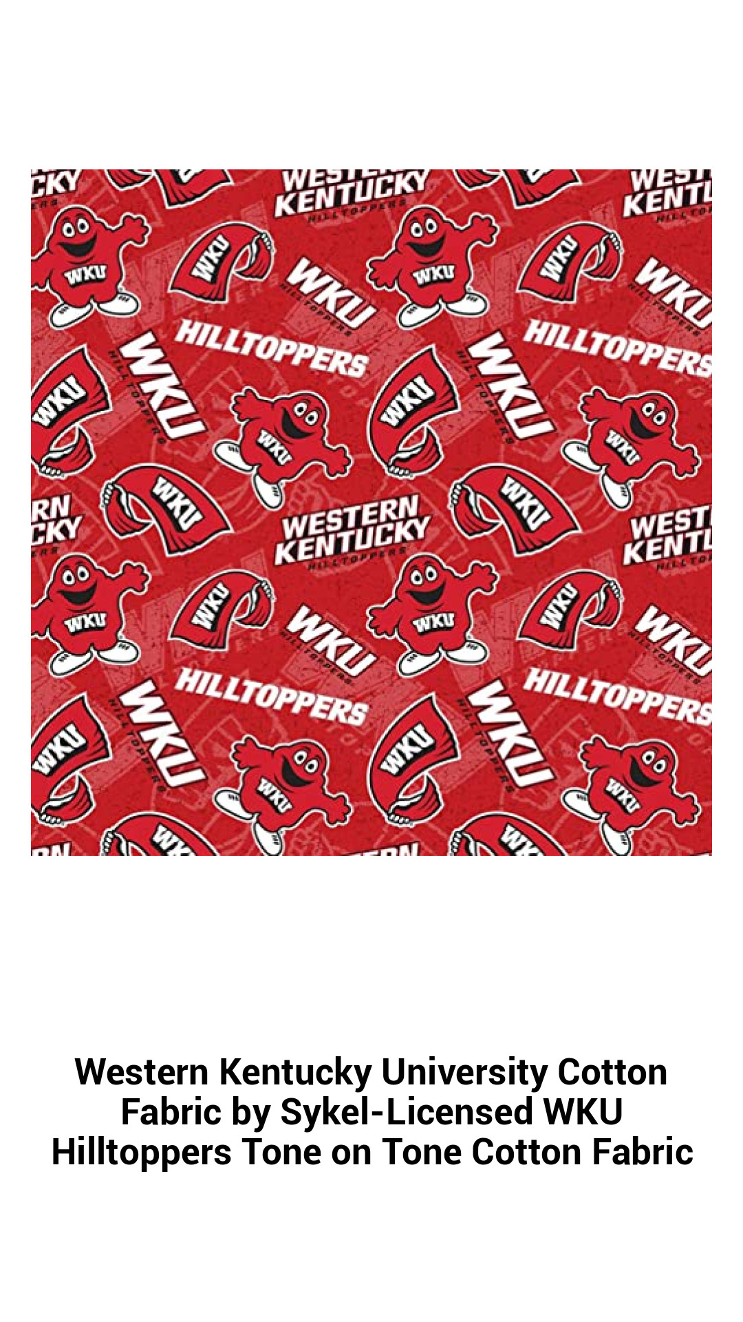 Premium WKU Hilltoppers Cotton Fabric - Officially Licensed, Soft Tone on Tone Textile for Creative Projects