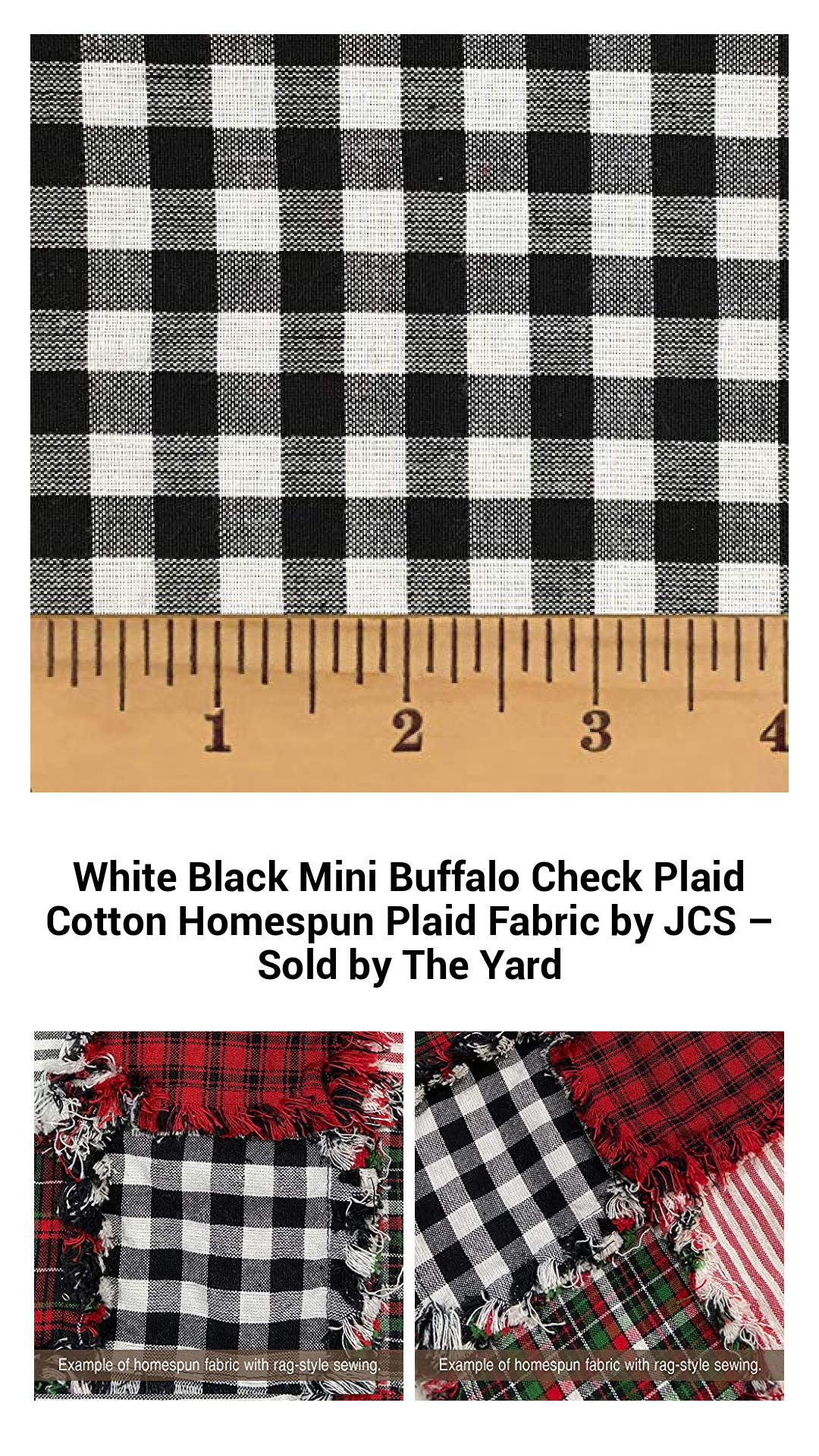 Luxurious White and Black Mini Buffalo Check Cotton Homespun Fabric - Perfect for Crafts and Quilts, Sold by the Yard