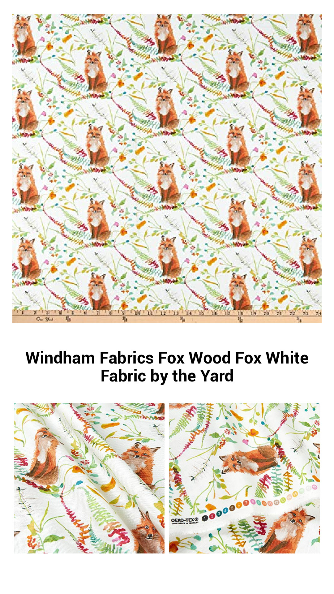 Cozy Country Charm: Premium 100% Cotton Fox Wood Fabric in White for Creative Home Décor Projects