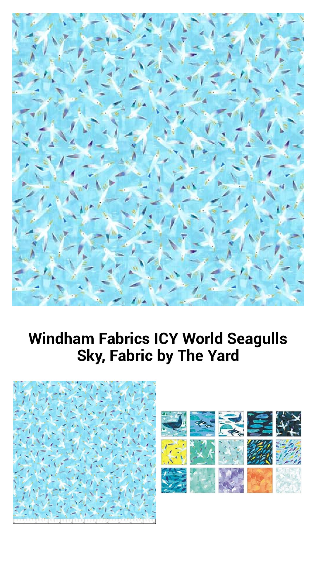 Icy World Seagulls Sky Fabric by Windham Fabrics - Premium Cotton for Quilting, Crafts, and Home Décor