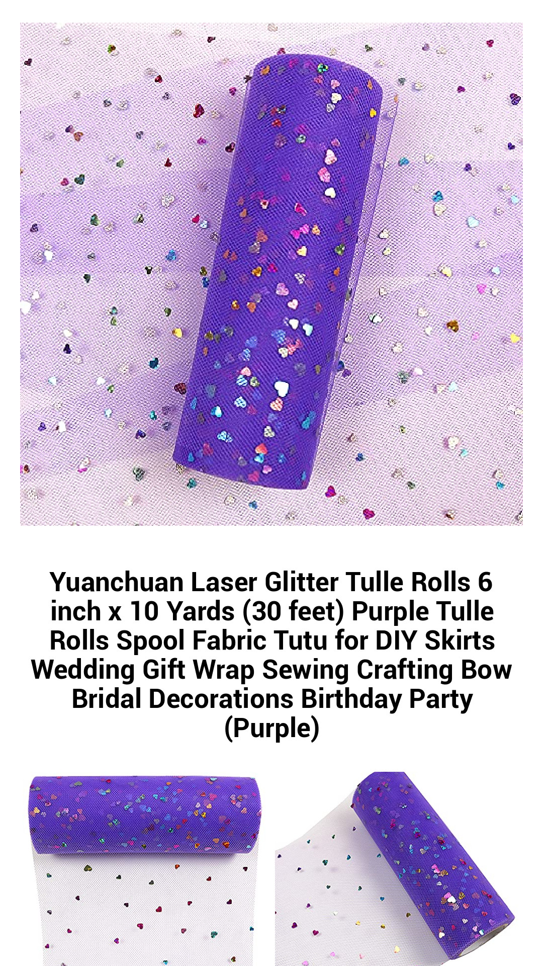 Sparkling Purple Tulle Rolls – 6 Inch x 10 Yards of Glittering Elegance for DIY Crafts, Weddings, and Parties