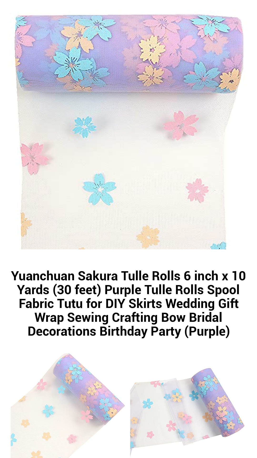 Premium Purple Tulle Rolls - 6 Inch x 10 Yards Sparkling Tulle Fabric for Weddings, DIY Crafts, and Party Decorations