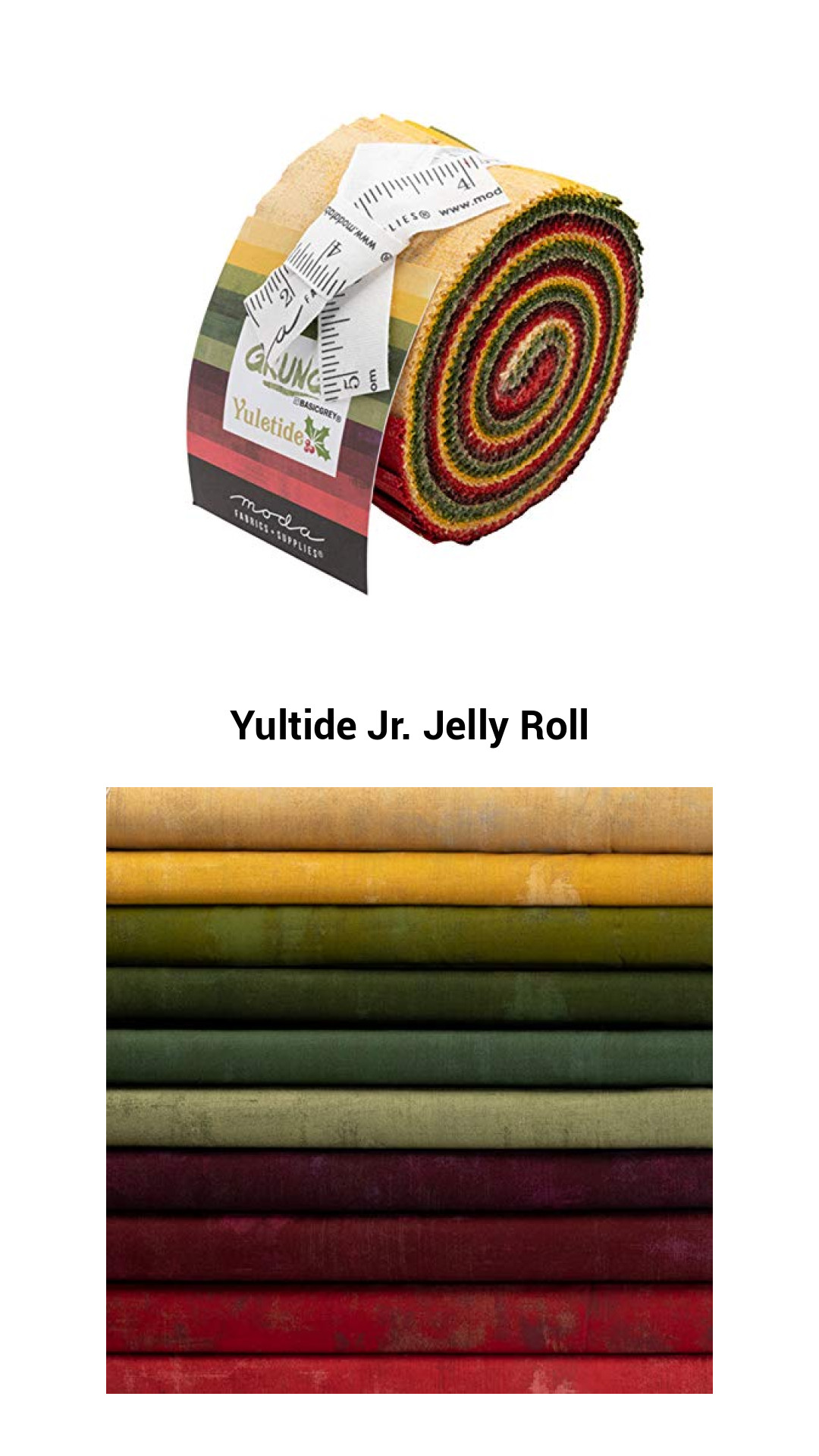 Festive Grunge Yuletide Junior Jelly Roll - 20 Premium Cotton Strips for Creative Quilting