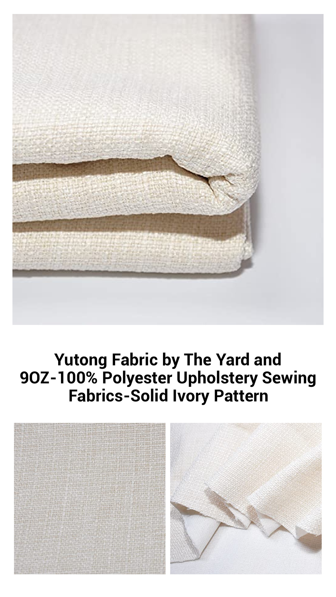 Luxurious 100% Polyester Upholstery Fabric by the Yard - Elegant Solid Ivory for Stylish DIY Projects