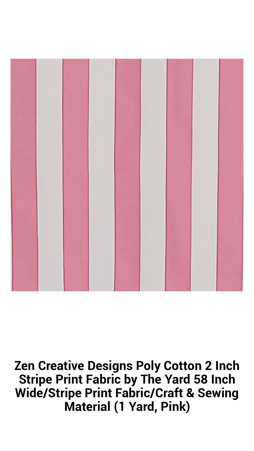 Premium Pink 2-Inch Stripe Poly Cotton Fabric by The Yard – Versatile Crafting Material for Sewing Projects