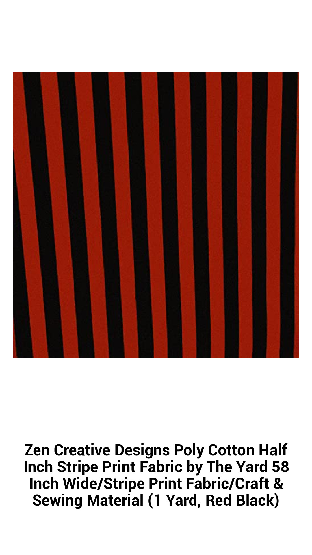 Zen Creative Designs Poly Cotton Half Inch Stripe Print Fabric by The Yard 58 Inch Wide/Stripe Print Fabric/Craft & Sewing Material (1 Yard, Red Black) Zen Creative Designs Poly Cotton Half Inch Stripe Print Fabric by The Yard 58 Inch Wide/Stripe Print Fabric/Craft & Sewing Material (1 Yard, Red Black)