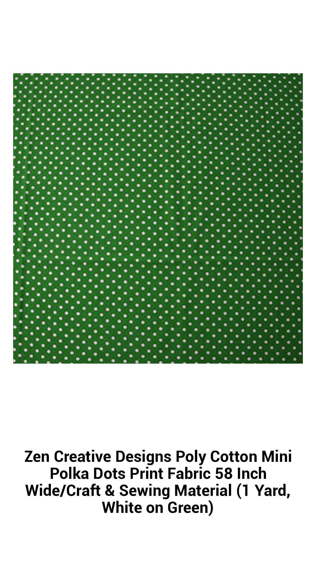 Vibrant Green Polka Dot Poly Cotton Fabric - Versatile 58 Inch Wide Crafting Material (1 Yard)